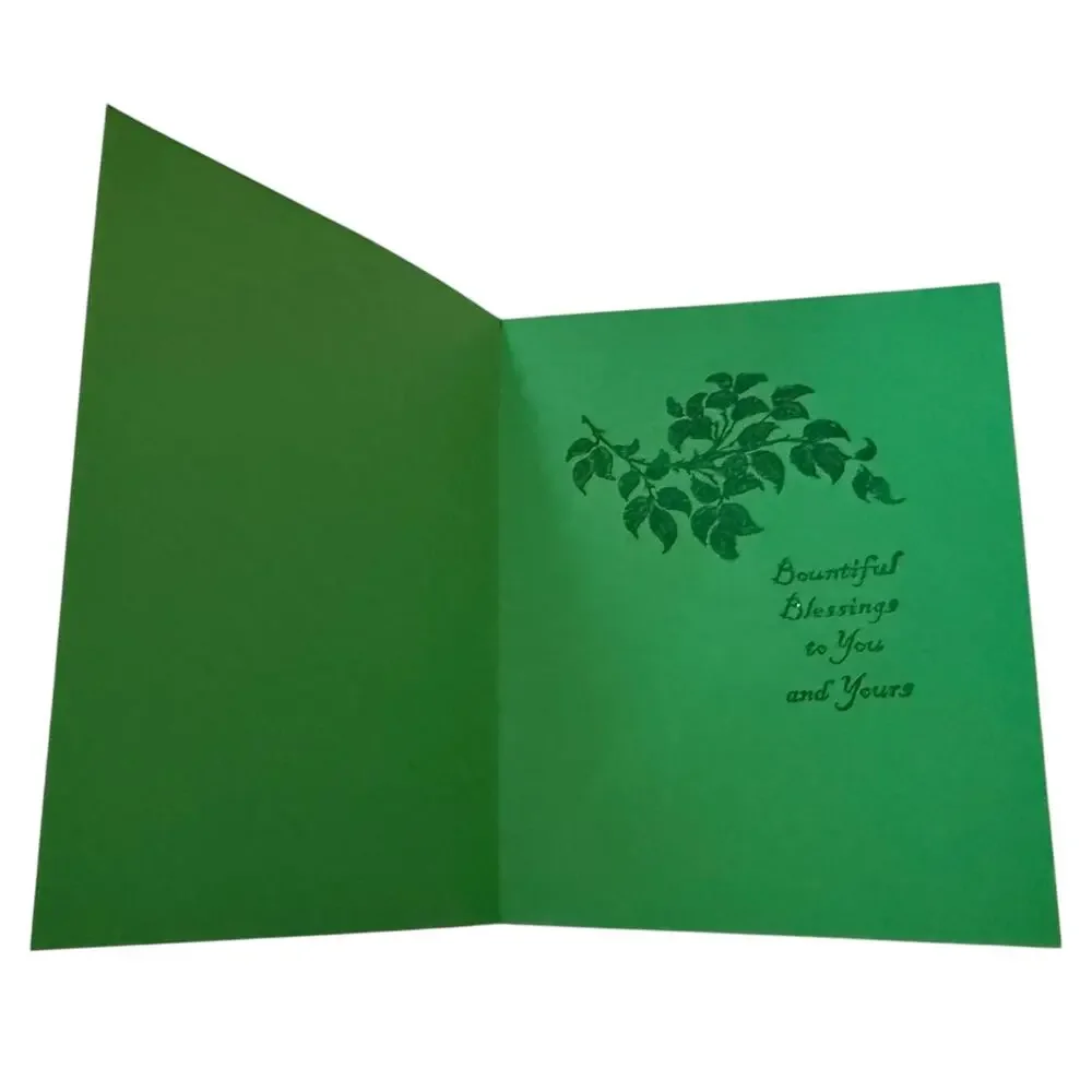 Handmade Fall Thanksgiving Holiday Pumpkin Green Greeting Card